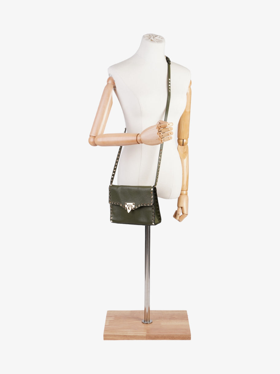 Valentino Rockstud Flap Khaki Leather Image 2