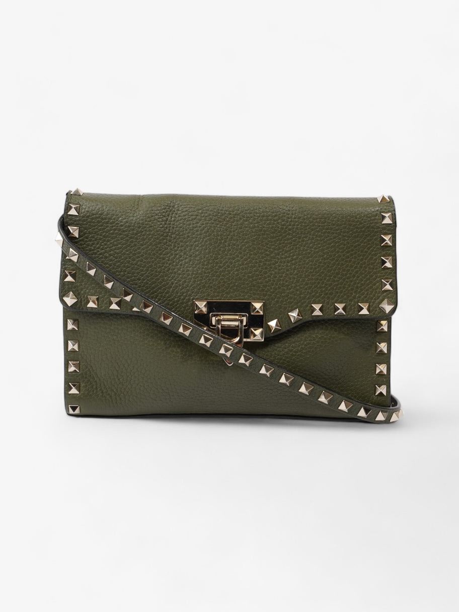 Valentino Rockstud Flap Khaki Leather Image 1