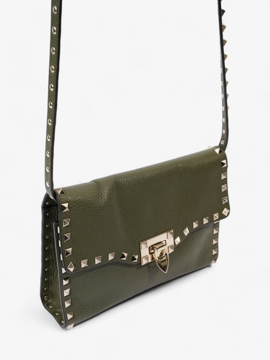 Valentino Rockstud Flap Khaki Leather Image 7