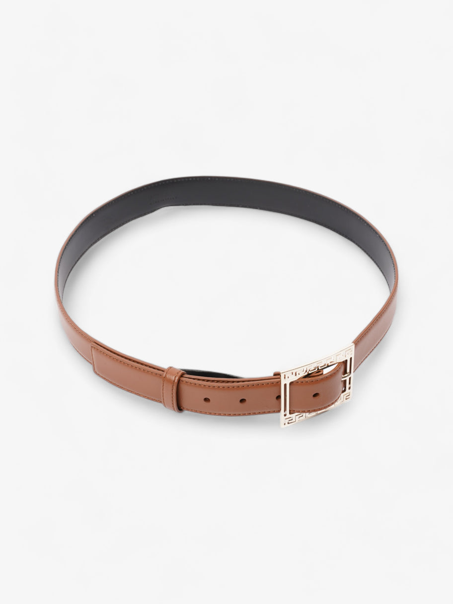 Oversized Buckle Belt Brown  Leather 90cm 36