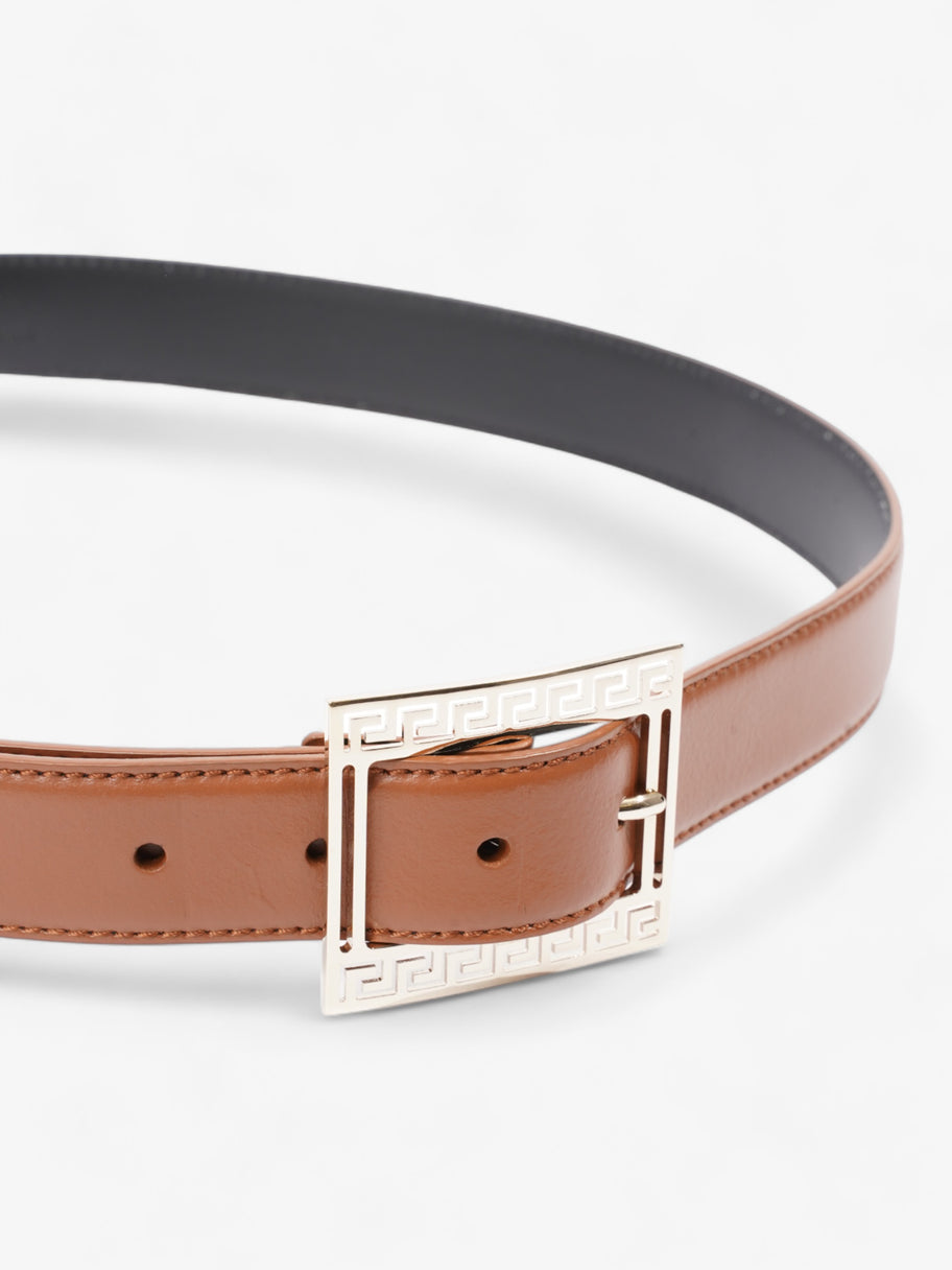 Oversized Buckle Belt Brown  Leather 90cm 36