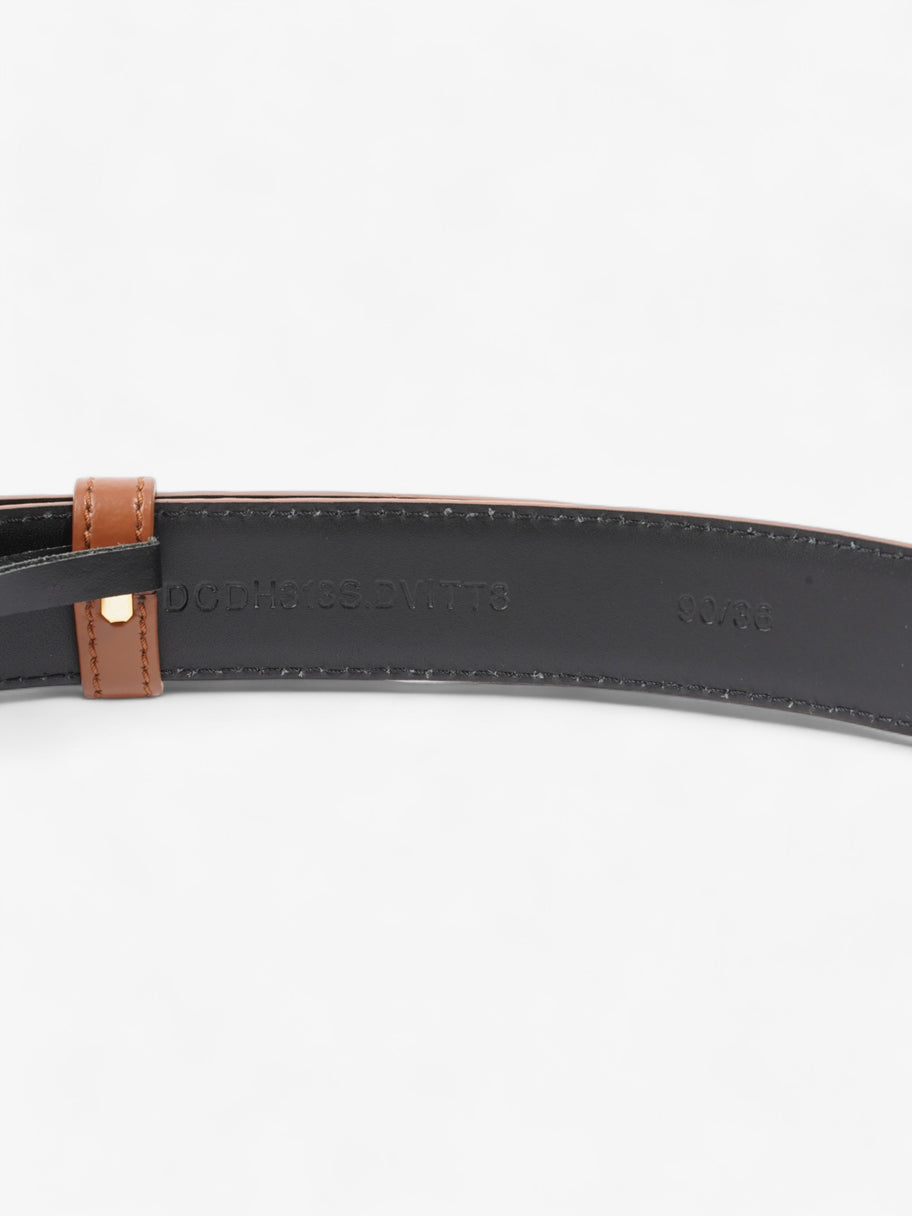 Oversized Buckle Belt Brown  Leather 90cm 36