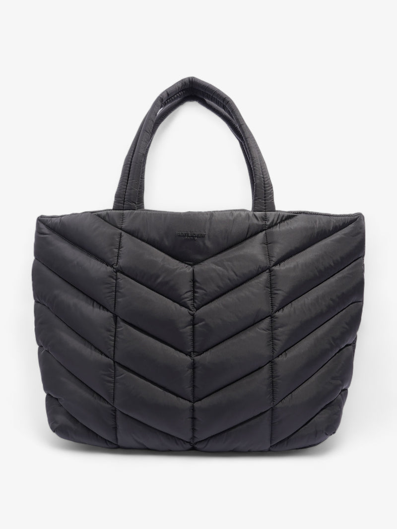  Saint Laurent Logo Detailed Puffer Tote Bag  Black Polyamide