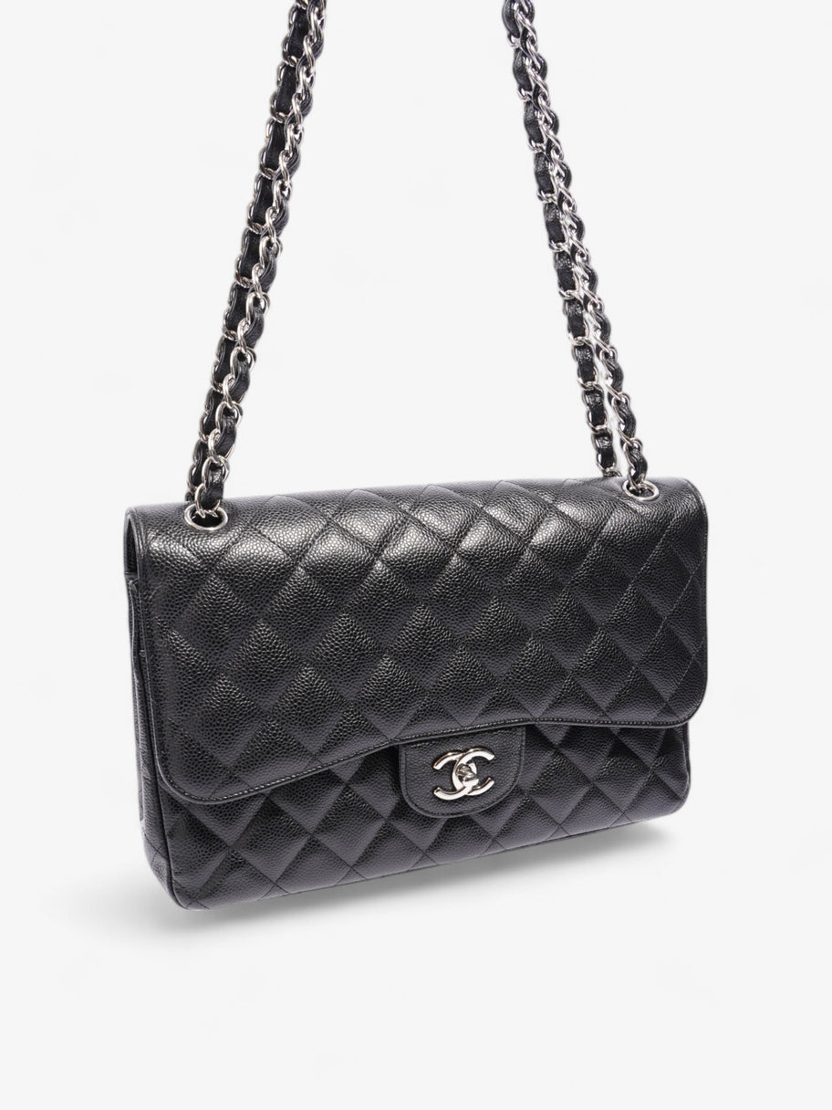 Chanel Classic Double Flap Black Caviar Leather Jumbo Image 10