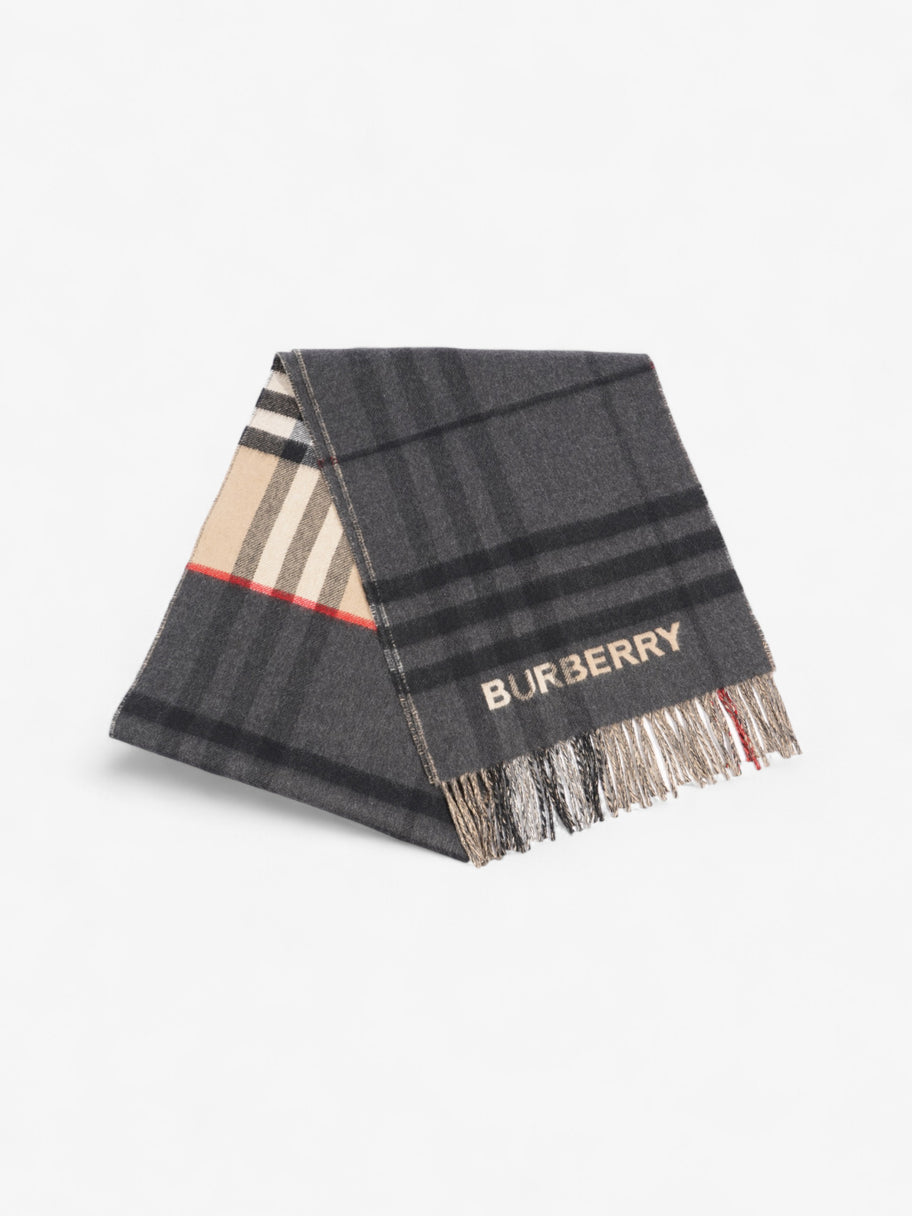 Burberry Giant Check Lateral Split Scarf Archive Beige / Black Cashmere Image 1