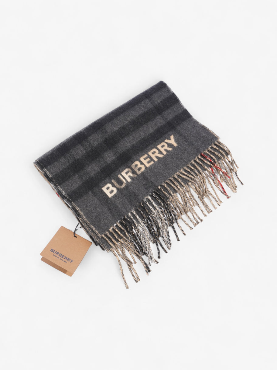 Burberry Giant Check Lateral Split Scarf Archive Beige / Black Cashmere Image 6