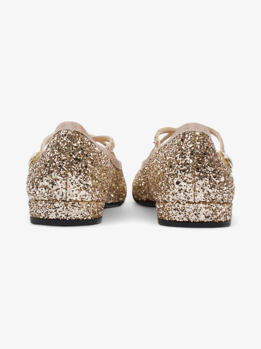 Miu Miu Cross Over Ballet Flats Gold Glitter EU 39.5 UK 6.5 Image 6