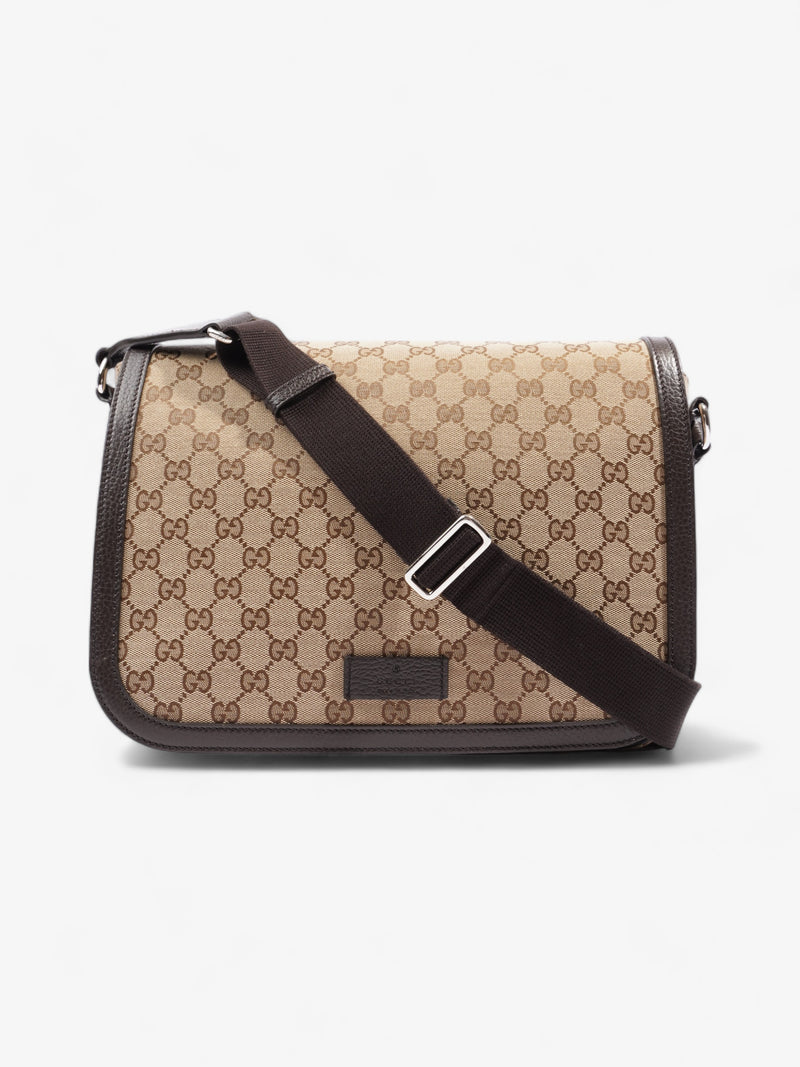  Gucci GG Flap Messenger Bag  Beige Canvas