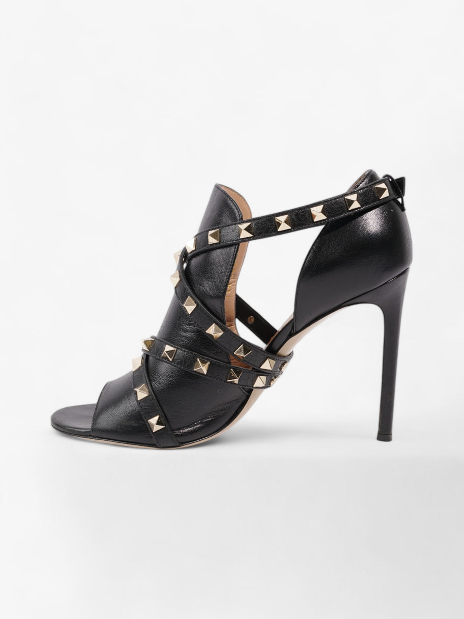 Valentino Rockstud Open Toe Heels 105 Black / Gold Leather EU 39 UK 6 Image 3