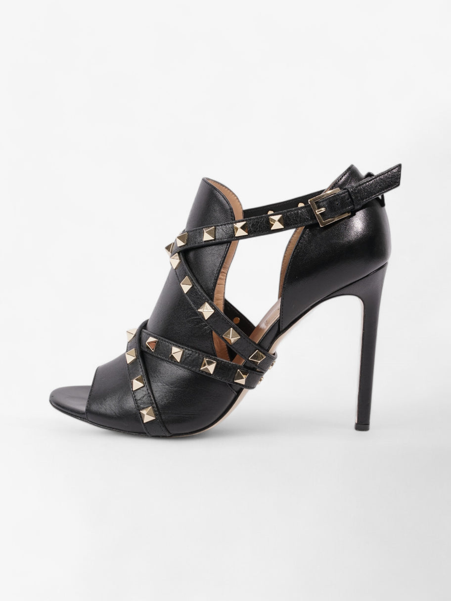 Valentino Rockstud Open Toe Heels 105 Black / Gold Leather EU 39 UK 6 Image 5