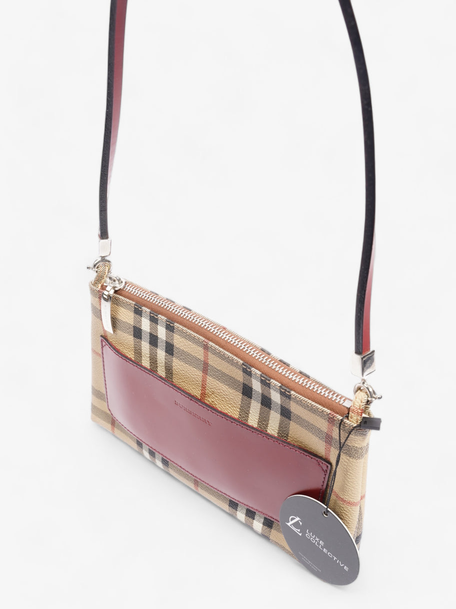 Burberry Pochette Shoulder Bag Haymarket Check / Red Coated Canvas Image 7