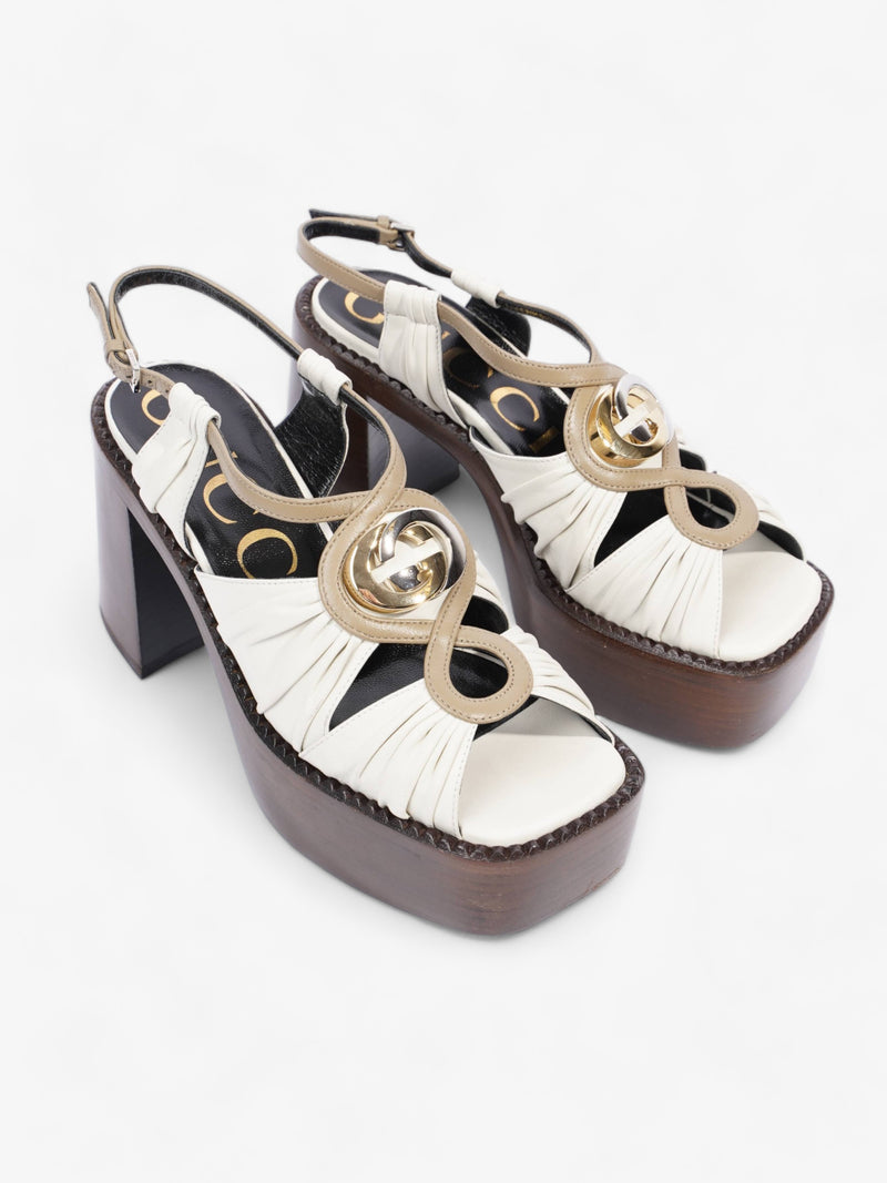  Gucci Charlotte Sandals 95 Dusty White Fabric EU 36.5 UK 3.5