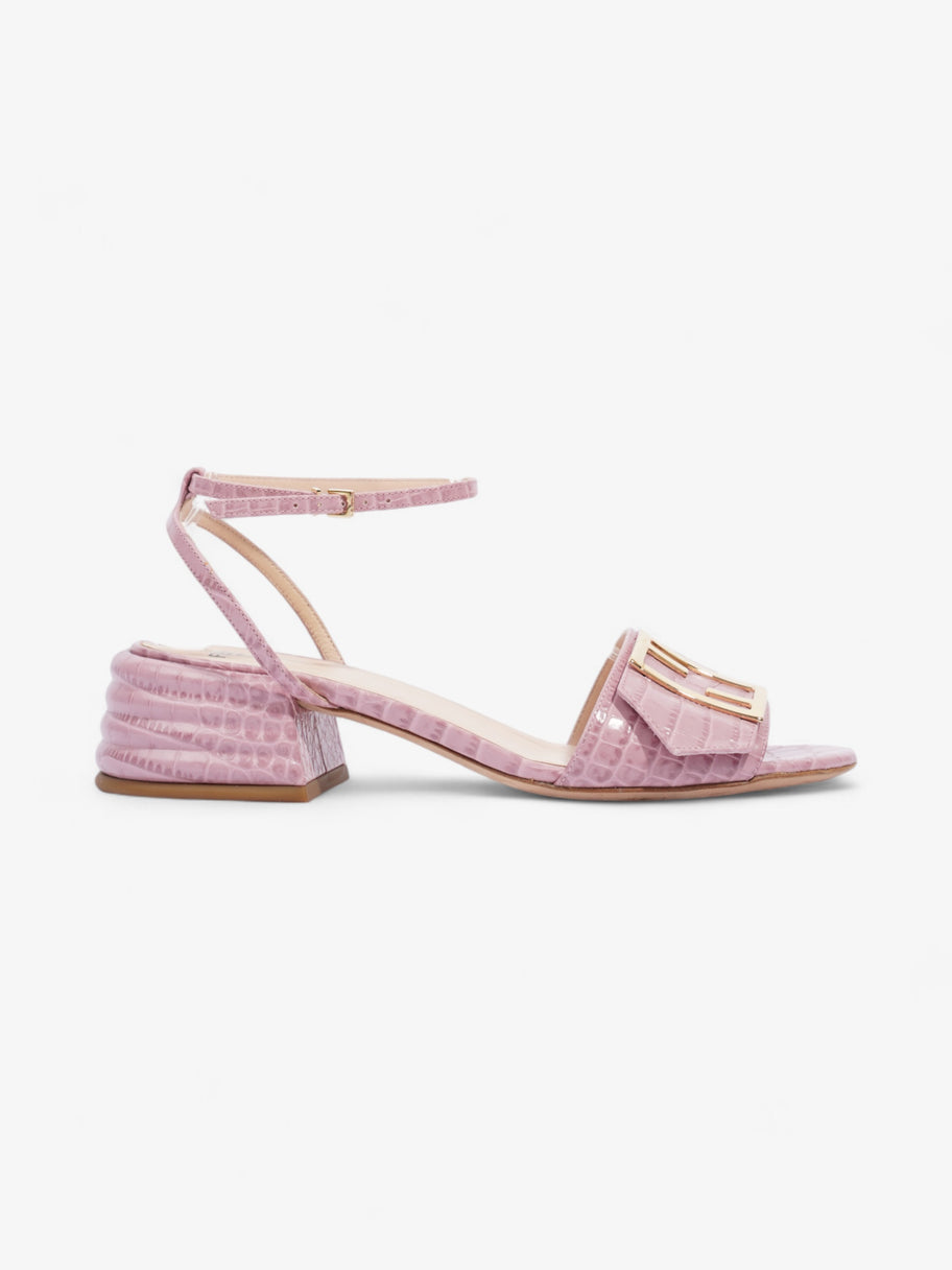 Fendi Promenade Ankle Strap Sandals 40mm Pink / Gold Embossed Leather EU 39 UK 6 Image 1