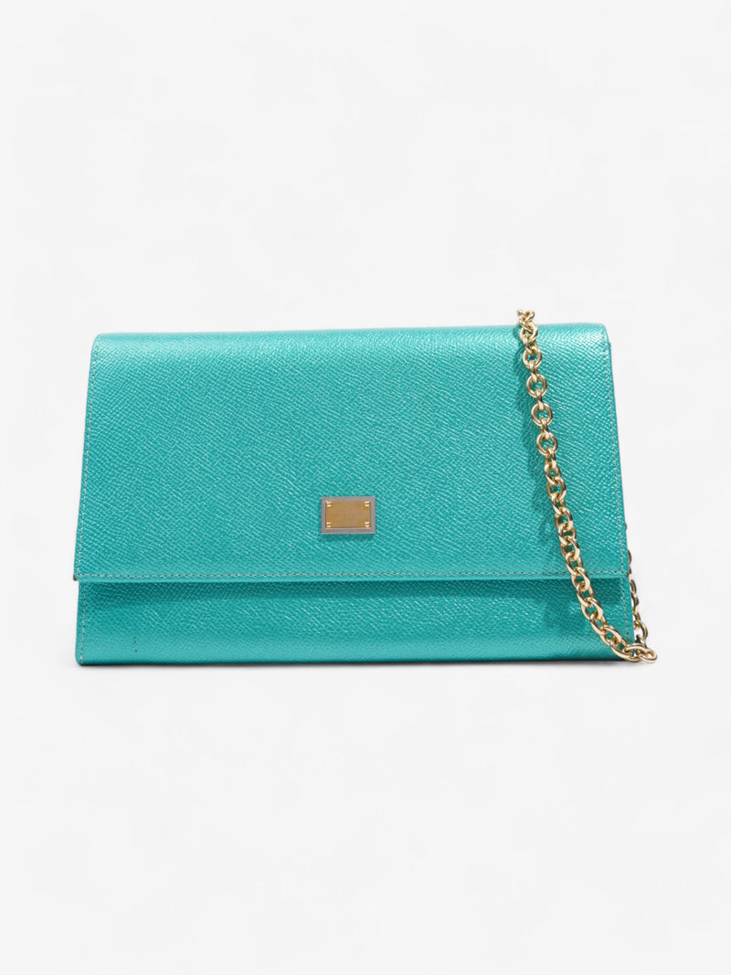  Dolce and Gabbana Wallet On Chain Metallic Green Leather