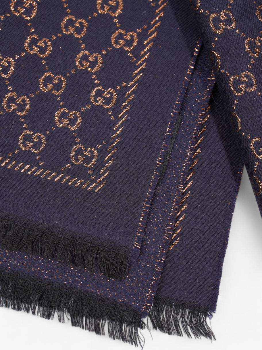 Gucci GG Scarf Navy / Bronze Wool Image 2