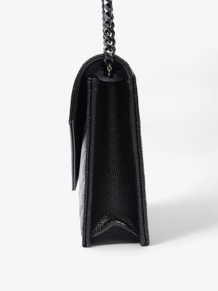 Saint Laurent Cassandre Envelope Chain Wallet Black Grained Leather Image 3