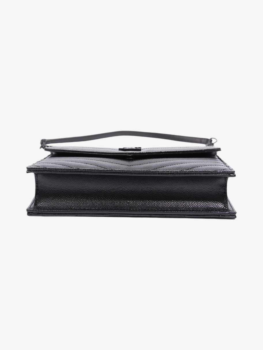 Saint Laurent Cassandre Envelope Chain Wallet Black Grained Leather Image 6