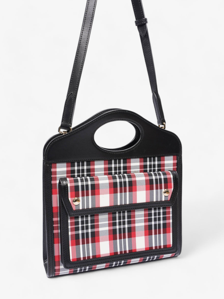 Burberry Mini Pocket Red And Black Check Leather Image 9