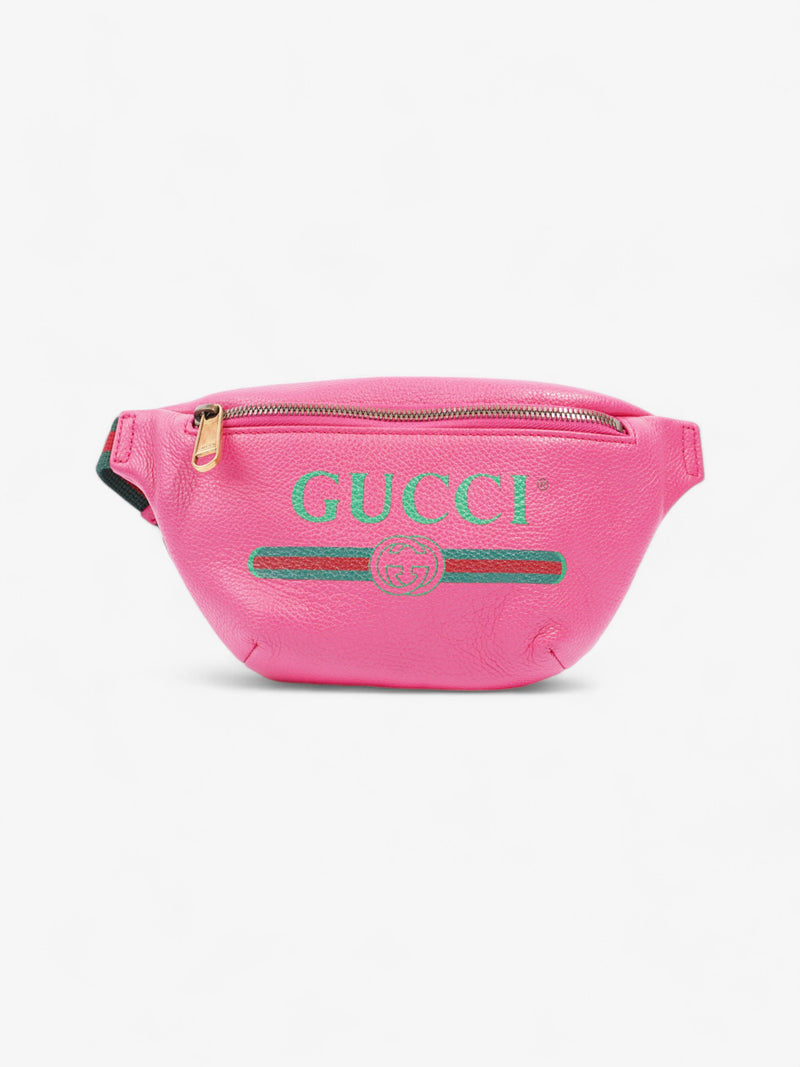  Gucci Logo Web Bum Bag Neon Pink / Green / Red Leather