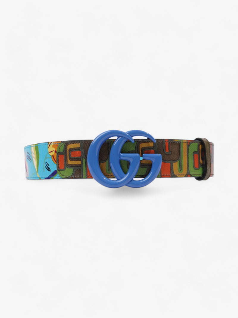  Gucci Memorable Buckle Belt Blue / Multicoloured Leather 80cm / 32