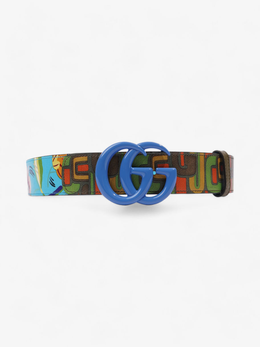 Gucci Memorable Buckle Belt Blue / Multicoloured Leather 80cm / 32