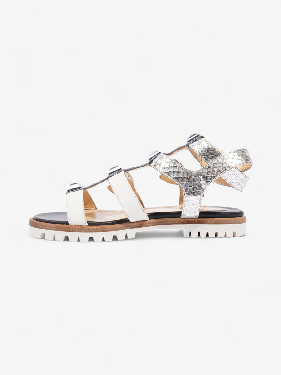 Christian Louboutin Rocknbuckle Flat White / Silver / Blue Calfskin Leather EU 35.5 UK 2.5 Image 3