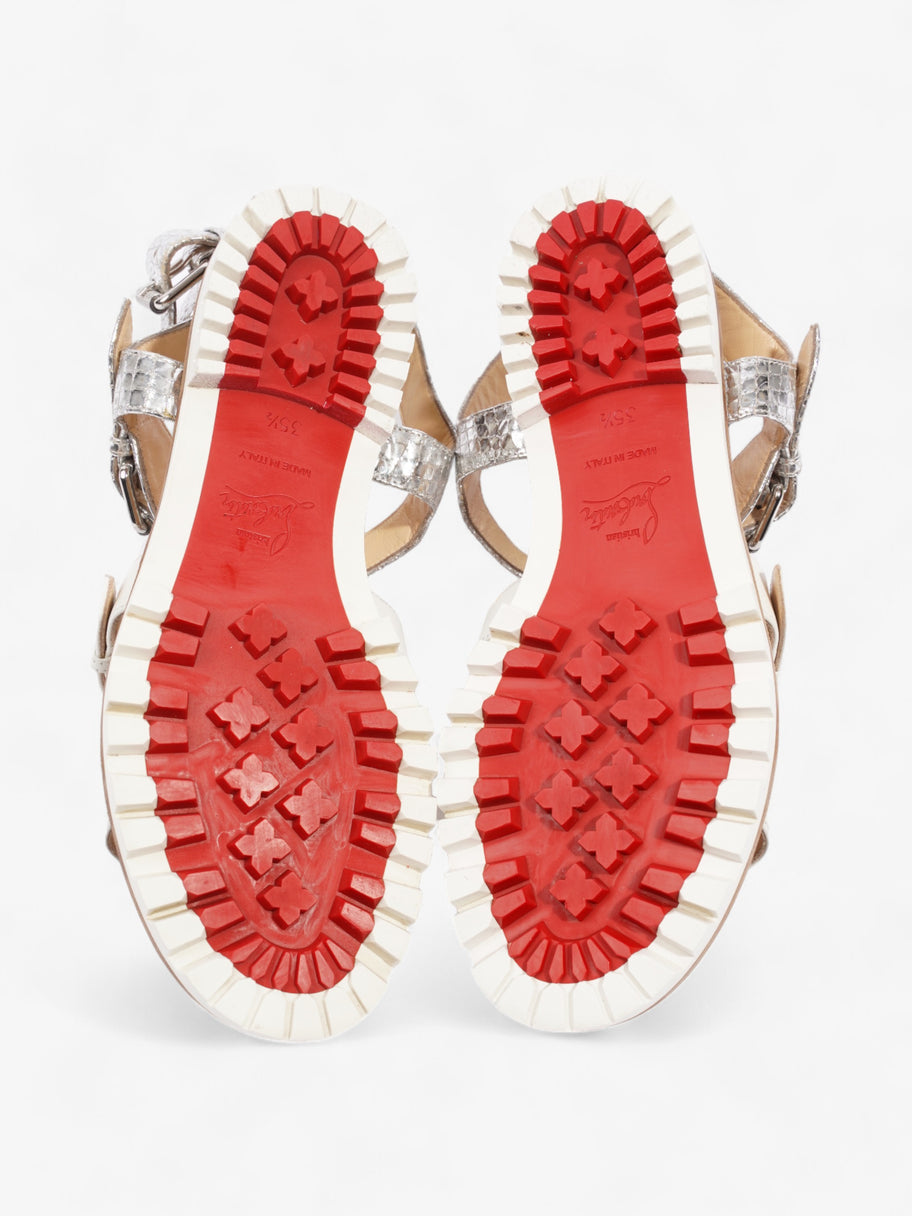 Christian Louboutin Rocknbuckle Flat White / Silver / Blue Calfskin Leather EU 35.5 UK 2.5 Image 7