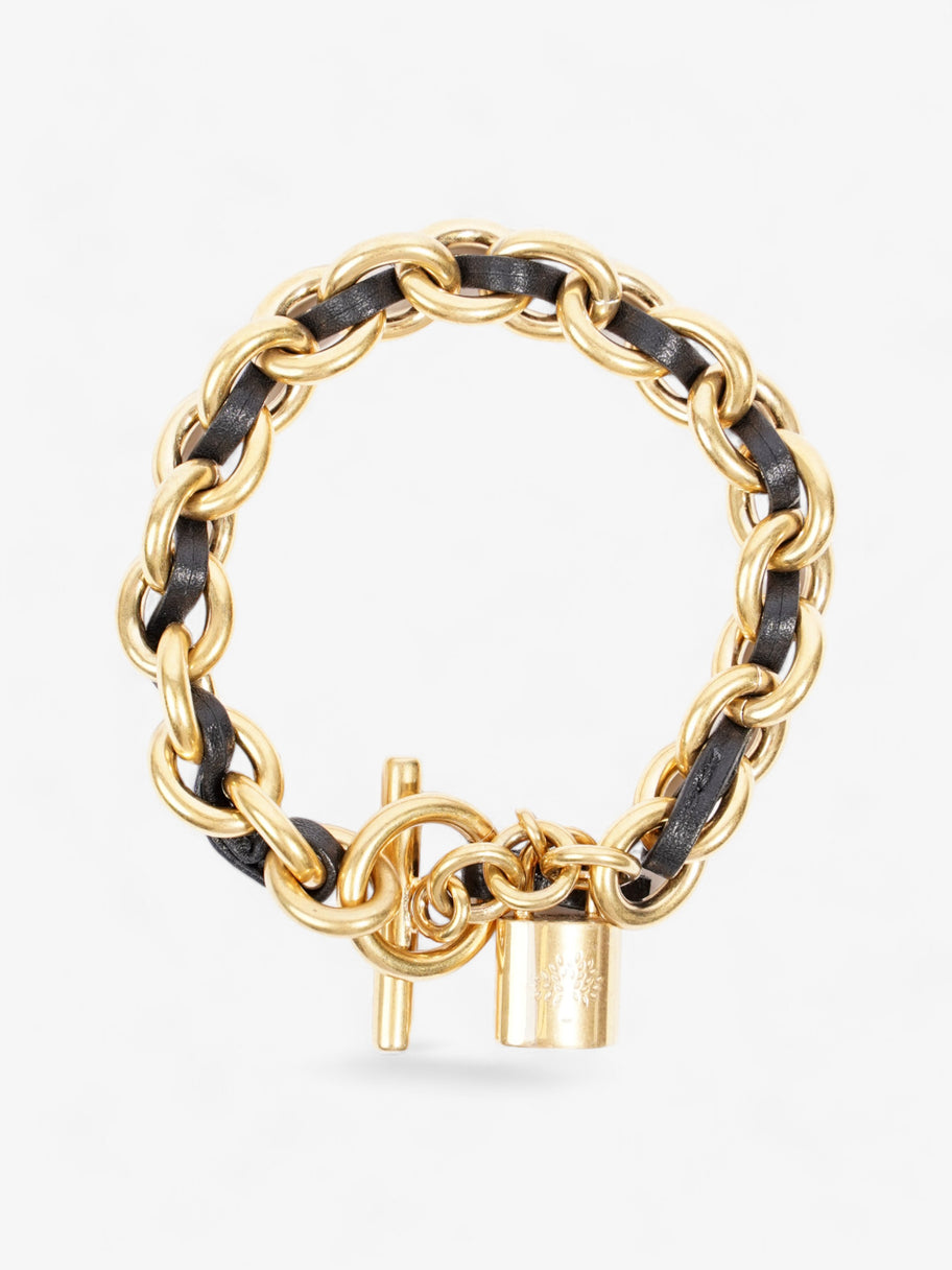 Mulberry Lily Chain Bracelet Gold / Black Leather Small Image 1