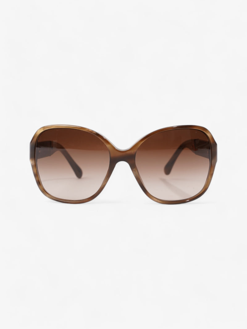  Chanel Round Sunglasses Brown Acetate 135mm