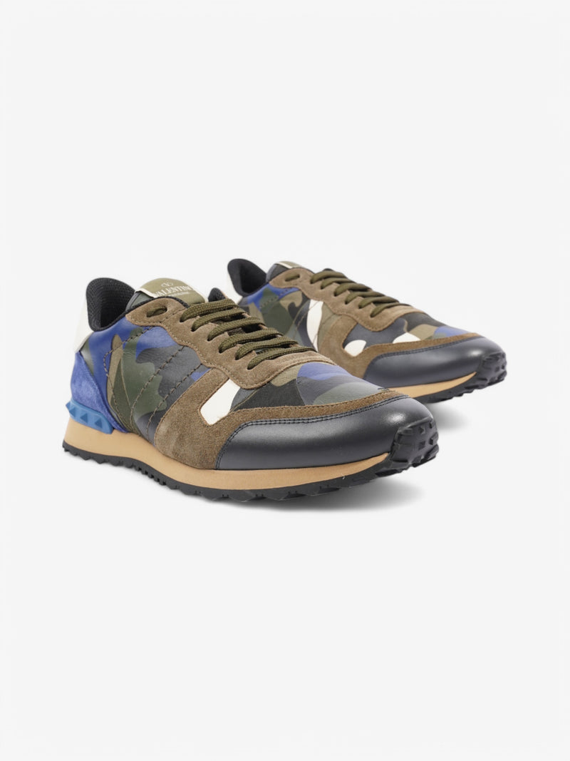  Valentino Rockrunner Sneakers Khaki / Blue / White Suede EU 43 UK 9