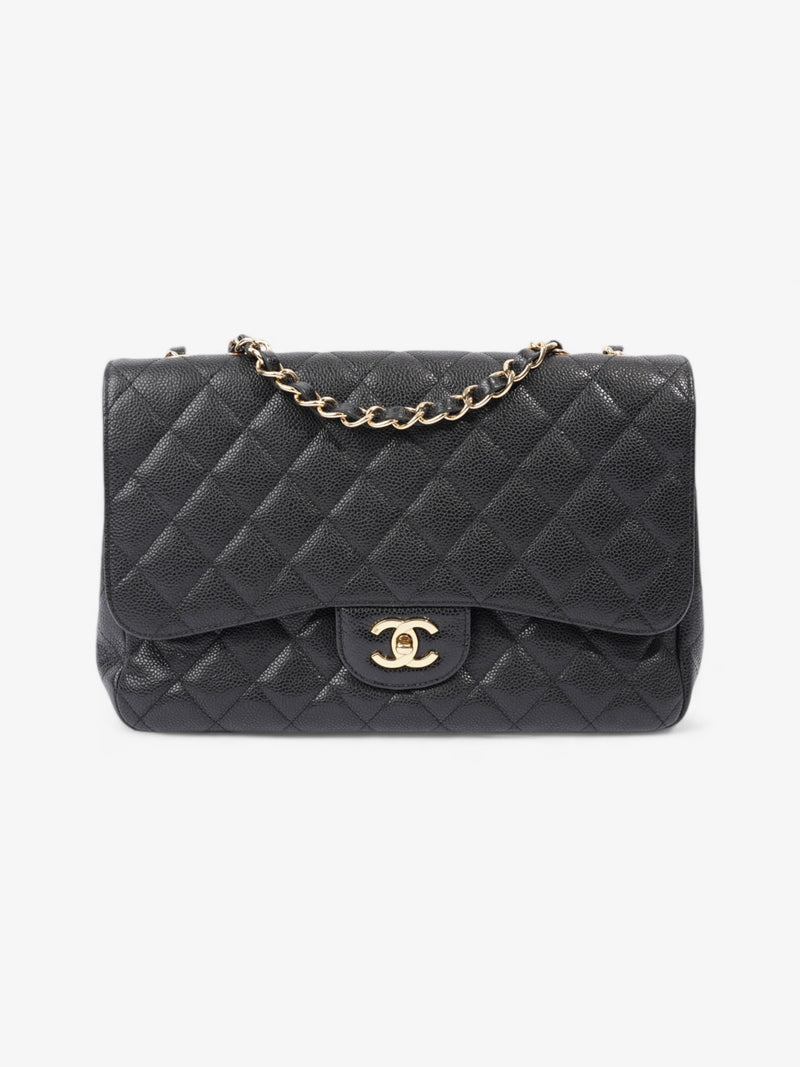  Chanel Classic Single Flap Black Caviar Leather Jumbo