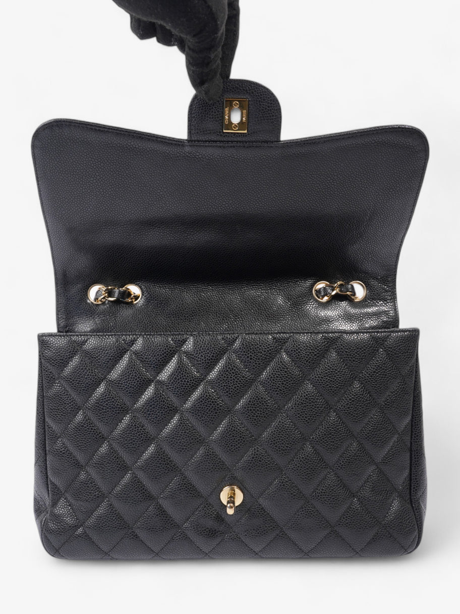 Chanel Classic Single Flap Black Caviar Leather Jumbo Image 7