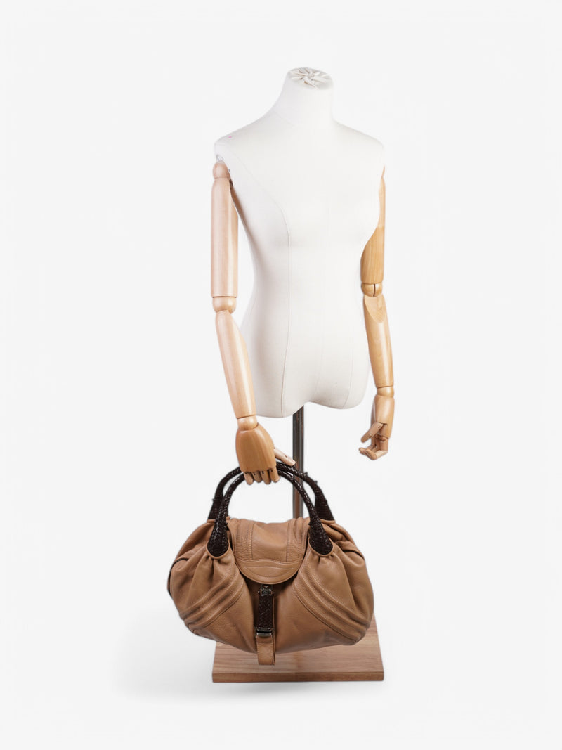  Fendi Spy Hobo Tan / Brown Leather