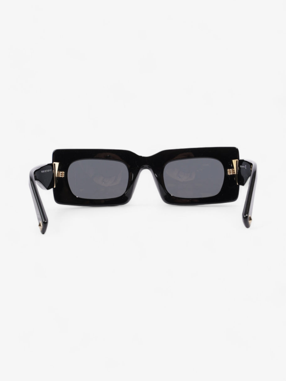 Valentino V Rectangular Sunglasses Black / Gold Acetate 140mm Image 3