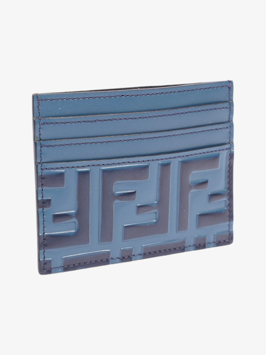 Fendi FF Business Card Holder Blue Leather Image 4