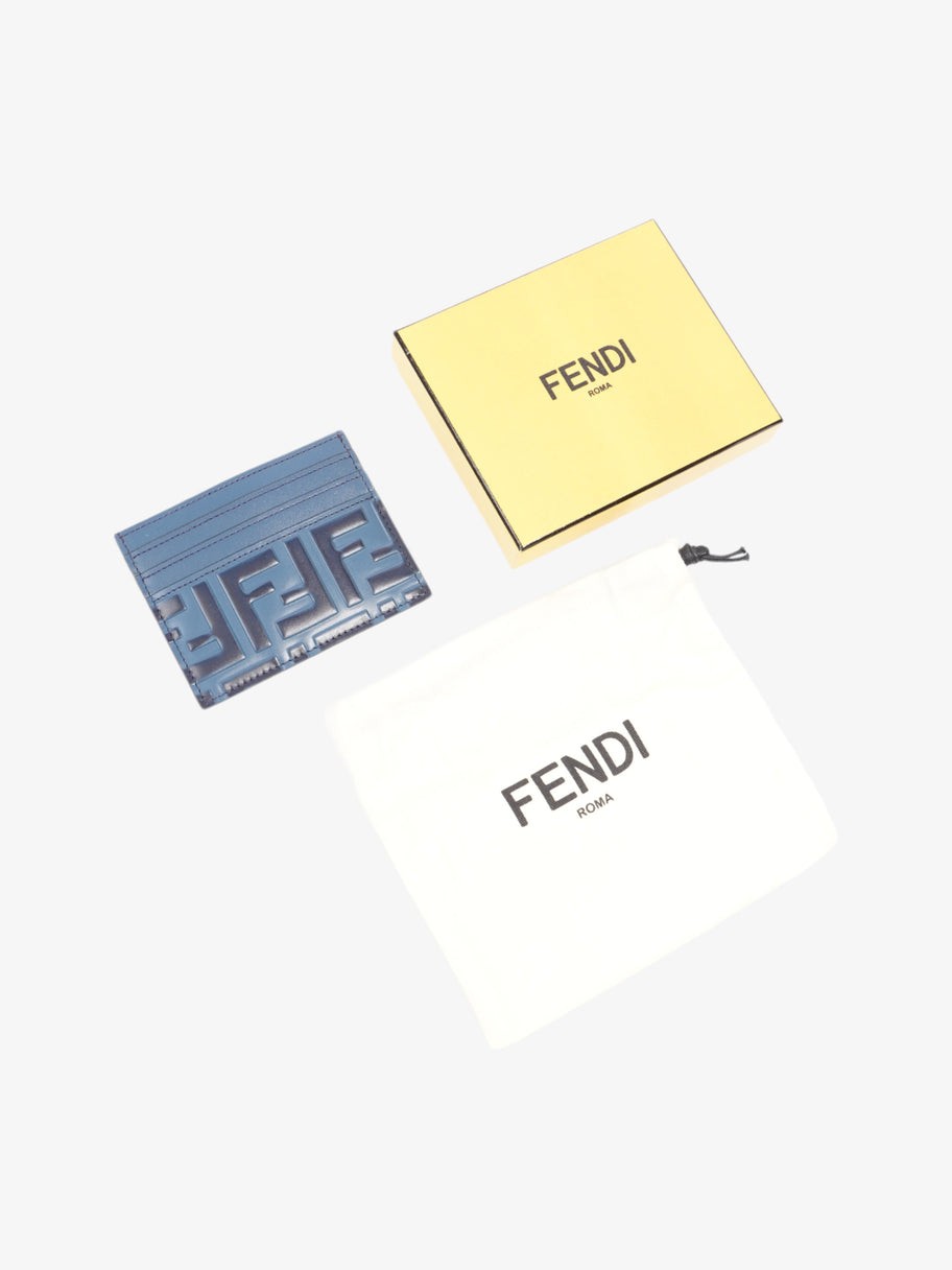 Fendi FF Business Card Holder Blue Leather Image 5