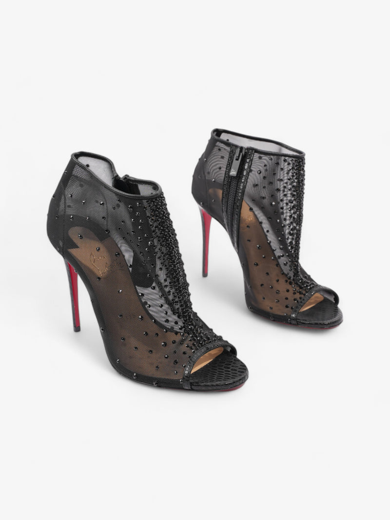  Christian Louboutin Illimiboot Strass 100 Black Mesh EU 37.5 UK 4.5