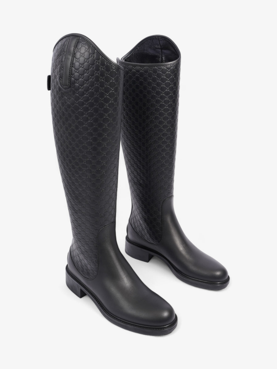 Gucci Microguccissima Riding Boots Black Leather EU 37 UK 4 Image 2