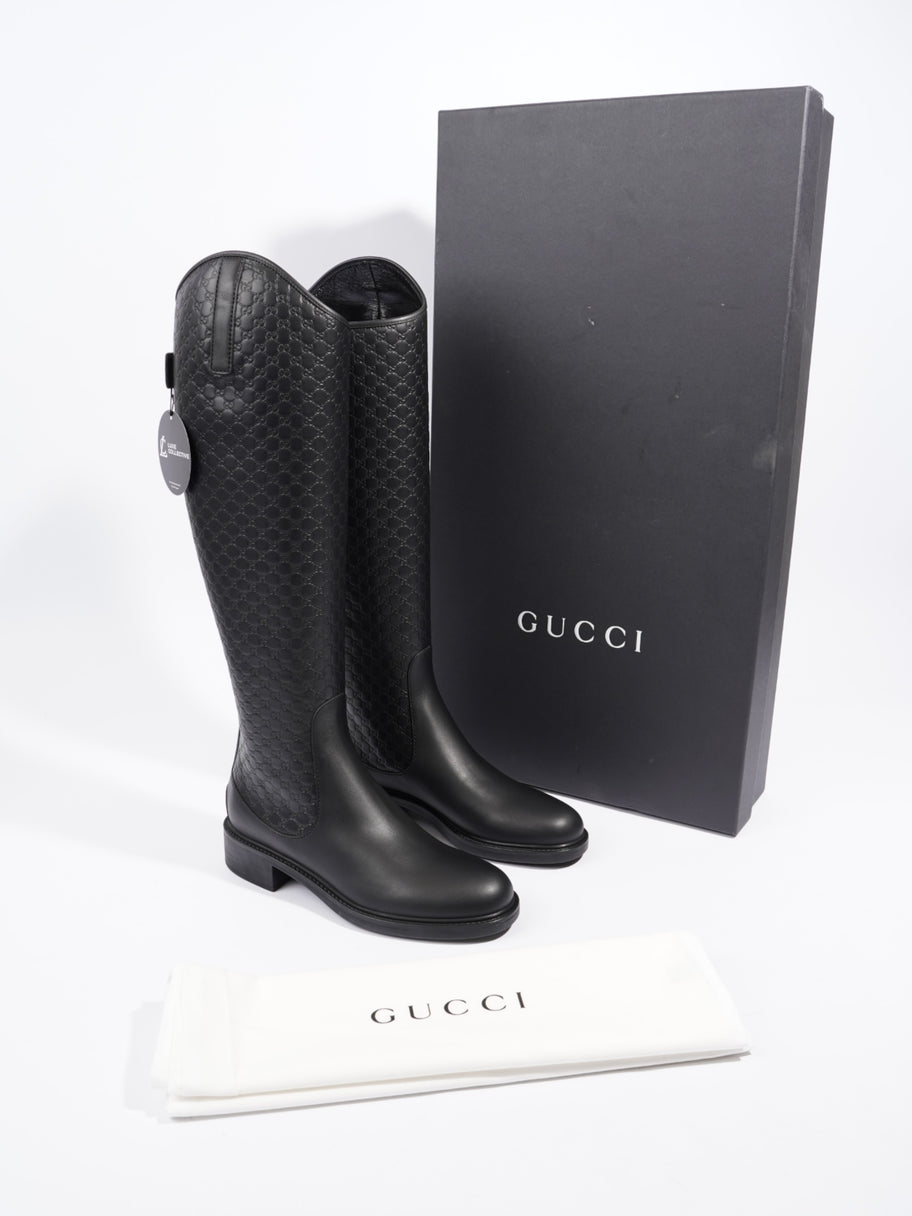 Gucci Microguccissima Riding Boots Black Leather EU 37 UK 4 Image 9