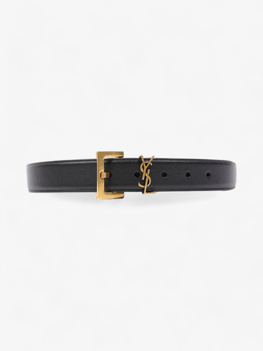 Saint Laurent Logo Belt Black / Gold Leather 85cm 34