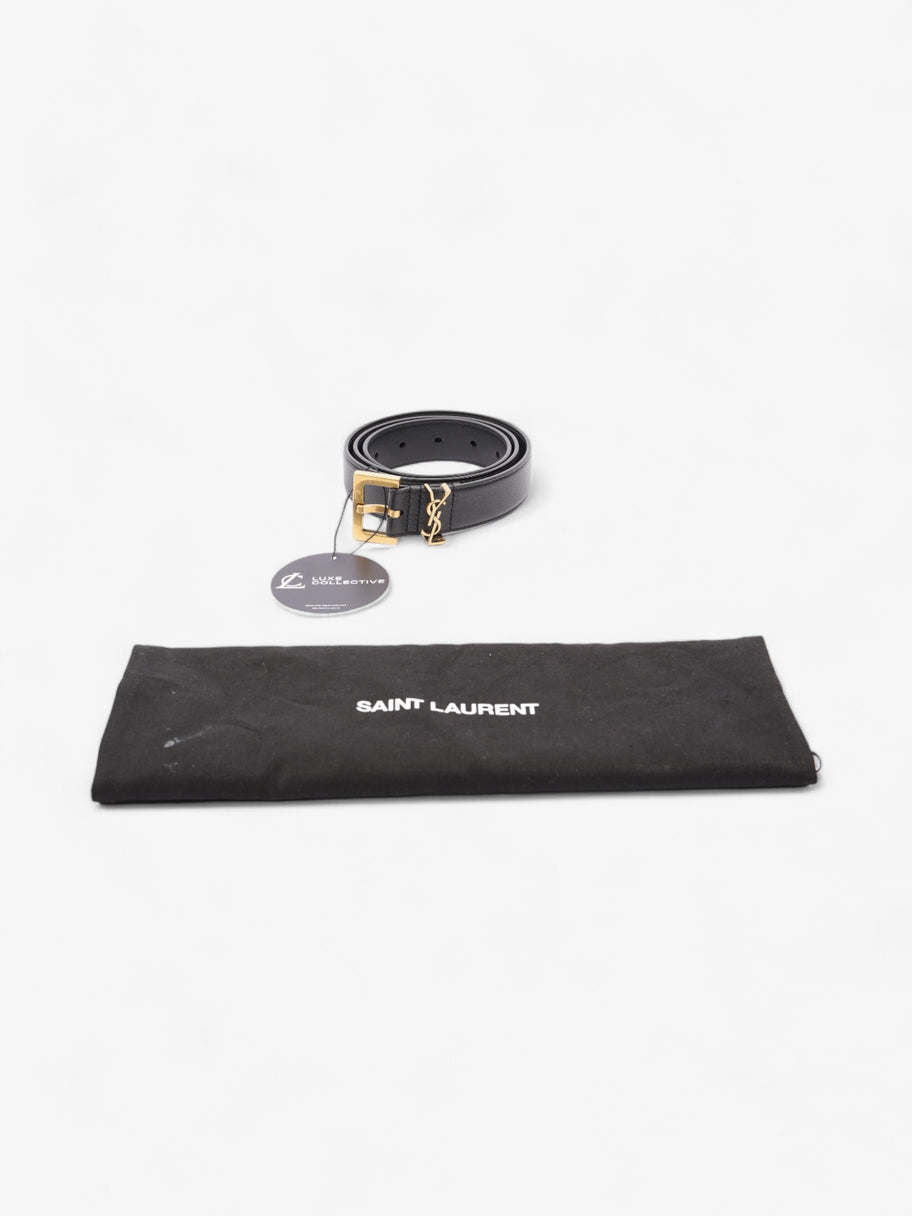 Saint Laurent Logo Belt Black / Gold Leather 85cm 34