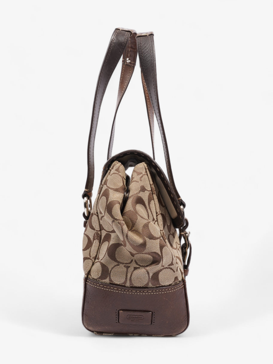 Coach Hampton Flap Satchel Brown Signature Canvas Image 5