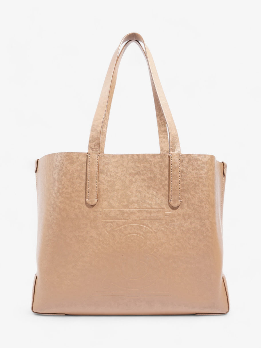 Burberry TB Embossed Shopping Tote Tan Leather Image 1