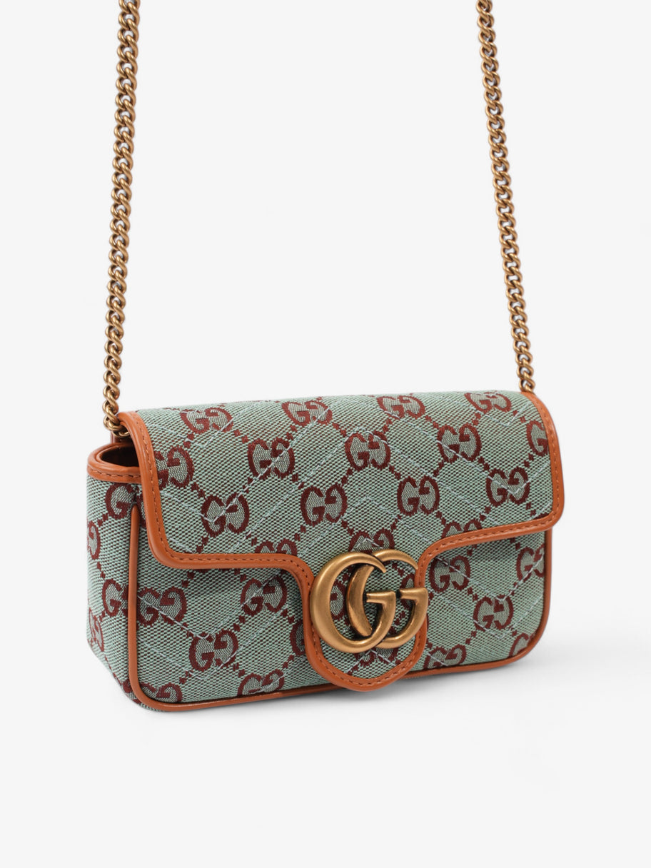 Gucci GG Shoulder Bag Pale Blue / Brown Canvas Super Mini Image 7