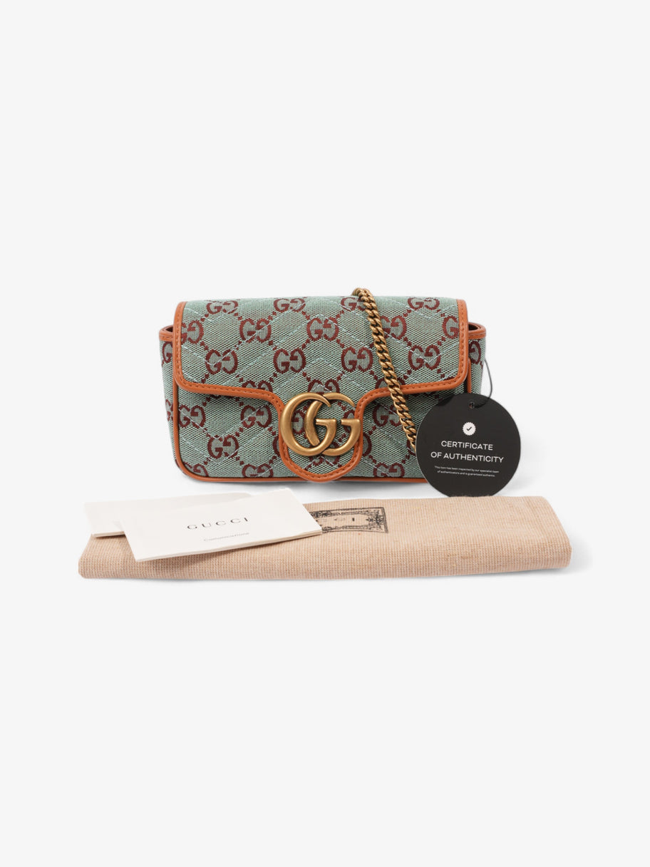 Gucci GG Shoulder Bag Pale Blue / Brown Canvas Super Mini Image 10