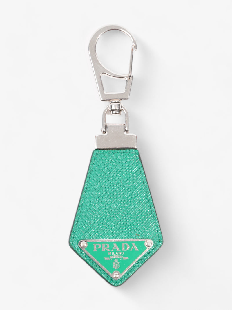  Prada Triangle Keychain Green Saffiano Leather