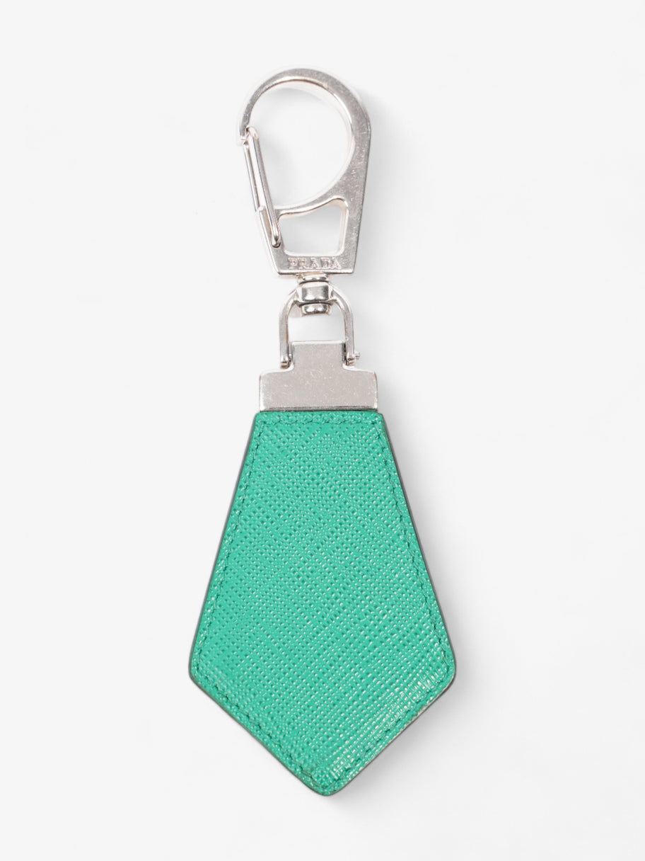 Prada Triangle Keychain Green Saffiano Leather Image 2