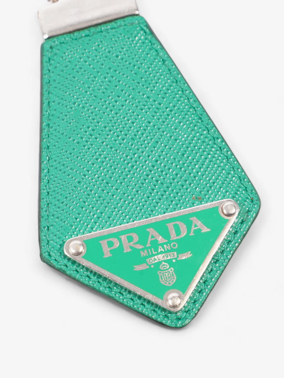 Prada Triangle Keychain Green Saffiano Leather Image 4