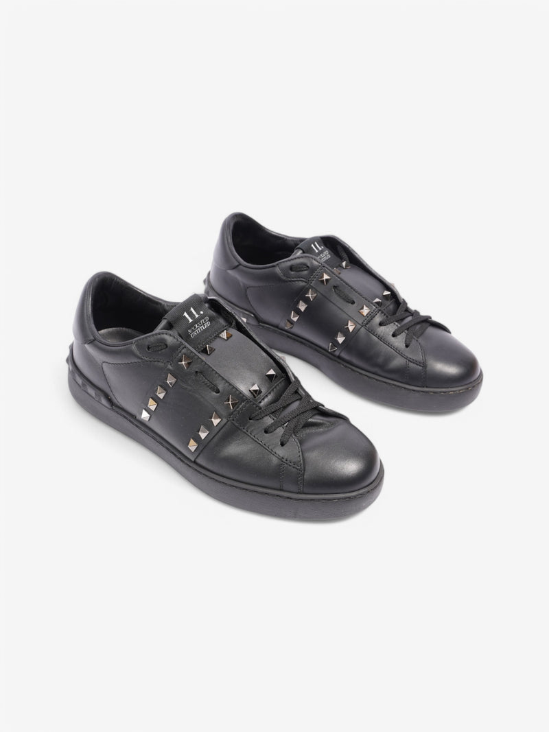  Valentino Rockstud Untitled Sneakers Black Leather EU 42.5 UK 8.5