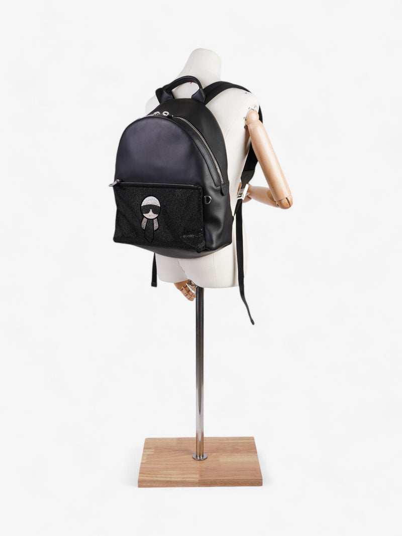  Fendi Carlito Karl Lagerfeld Backpack Black Leather